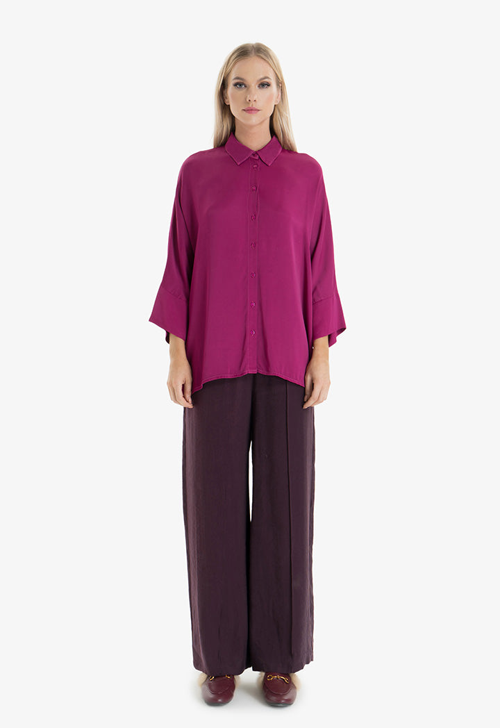 Choice Solid Oversize Shirt Fushia