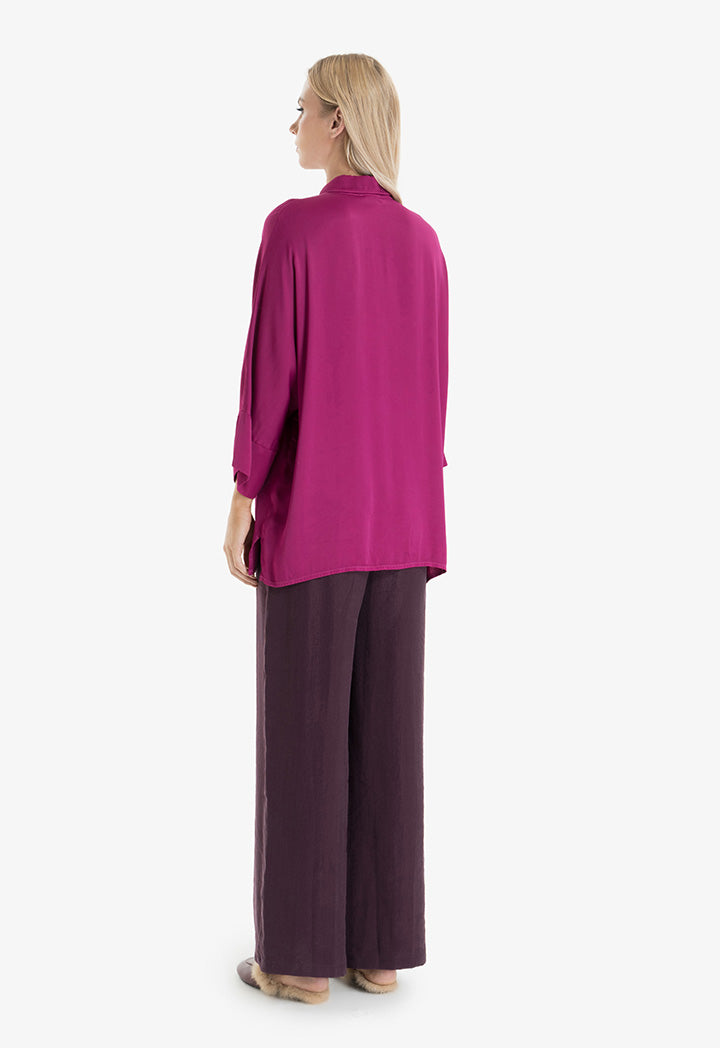 Choice Solid Oversize Shirt Fushia