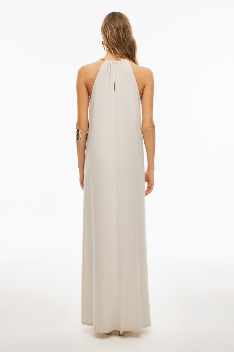 Perspective Long Round Neck Dress Sand