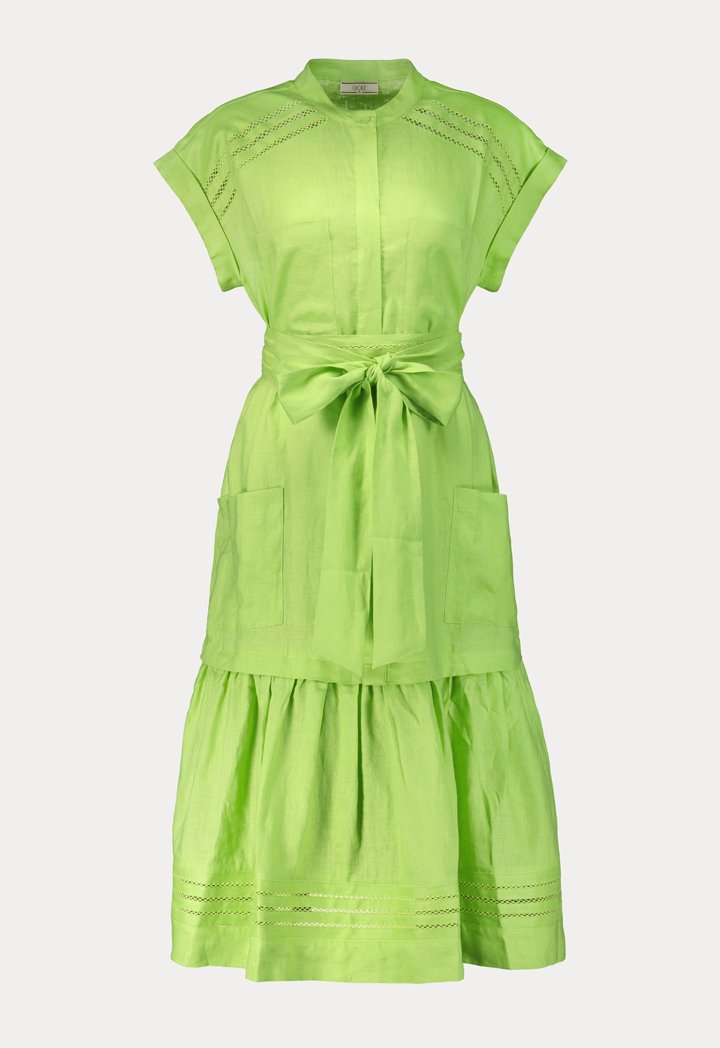 Choice Patch Pocket Ruffle Trim Dress Green - Wardrobe Fashion