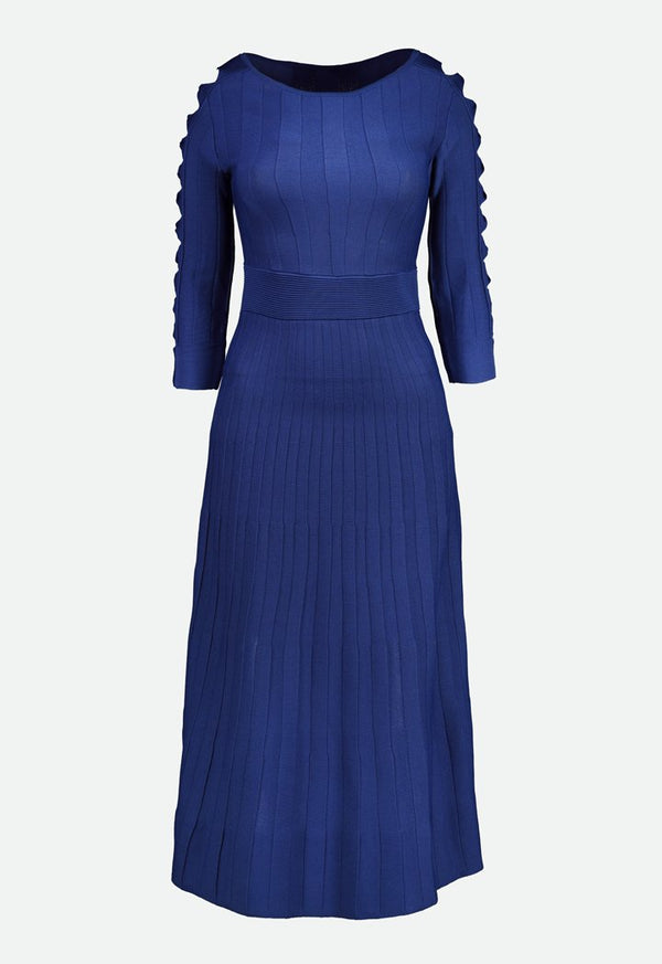 Choice Braided Sleeve Knitted Dress Cobalt - Wardrobe Fashion