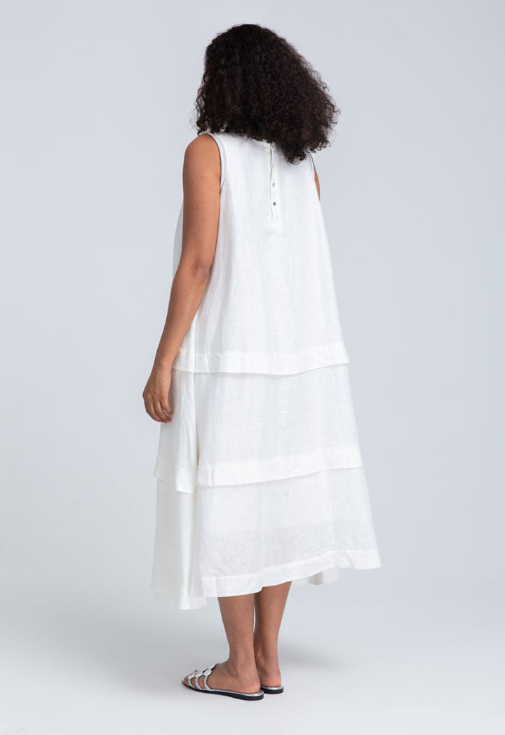 Choice Sleeveless Midi Dress Off White