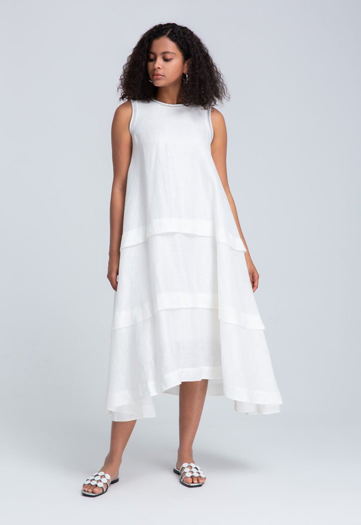 Choice Sleeveless Midi Dress Off White