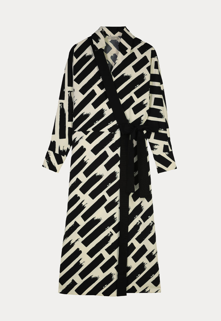 Choice All Over Contrast Printed Dress Creame/Black