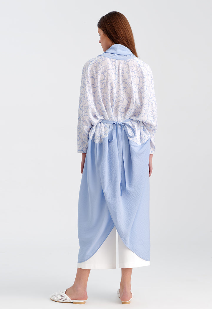 Choice Asymmetrical Front Printed Dress Blue
