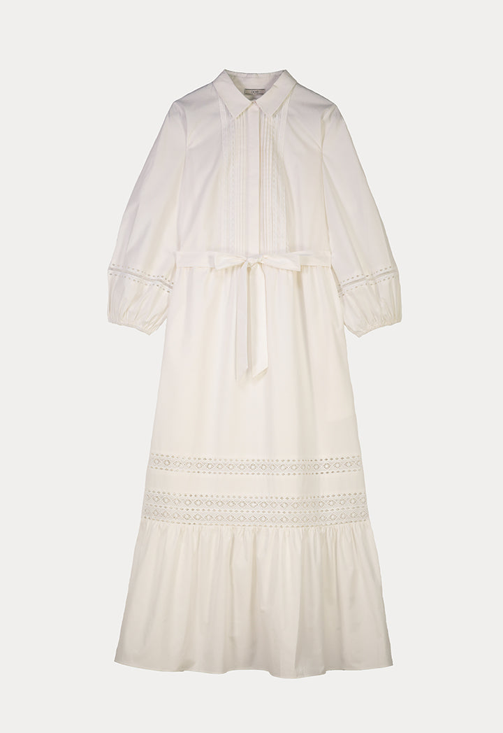 Choice Embroidered Schiffli Maxi Dress Off White