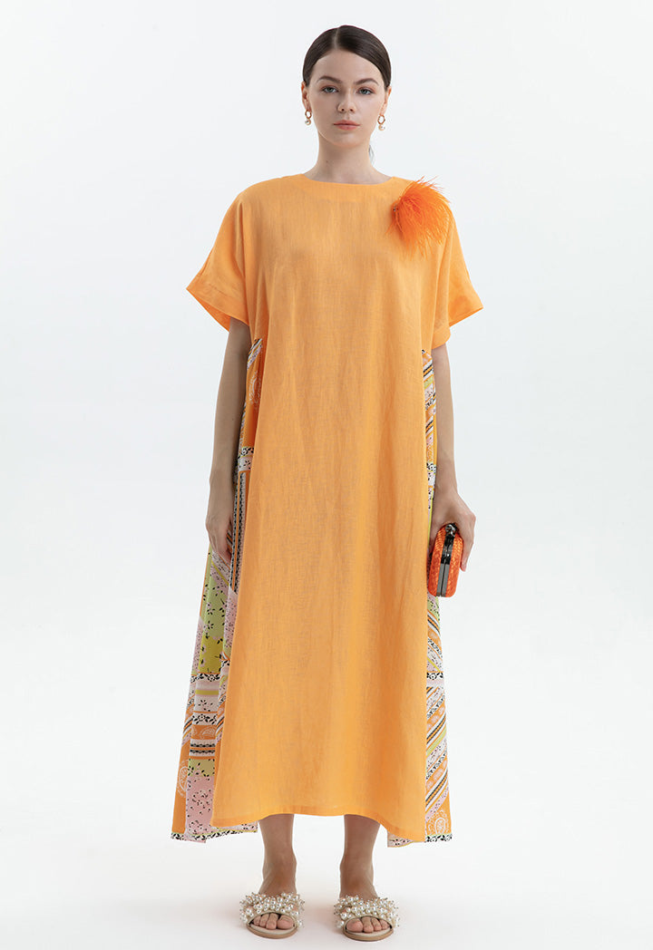 Choice Printed Edge Dress Orange