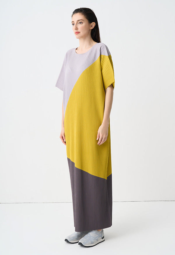 Choice Color Block Pleated Maxi Dress Multicolor