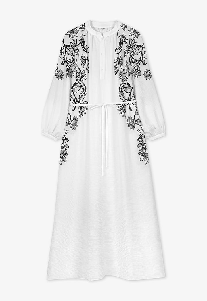 Choice Raglan Sleeve Maxi Printed Dress (2Pcs) Off White
