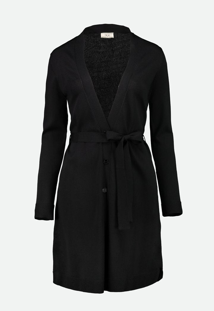 Choice Tie-Waist Button Knit Cardigan  Black - Wardrobe Fashion
