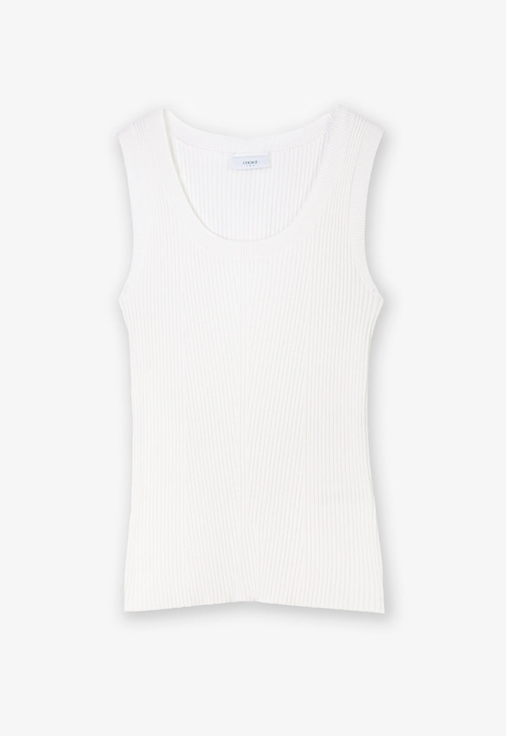 Choice Basic Ribbed Detail Knitwear Offwhite