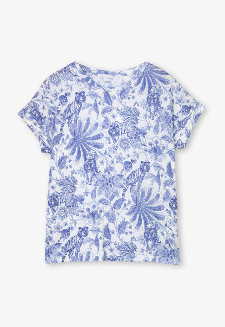 Choice Allover Printed T-Shirt Blue