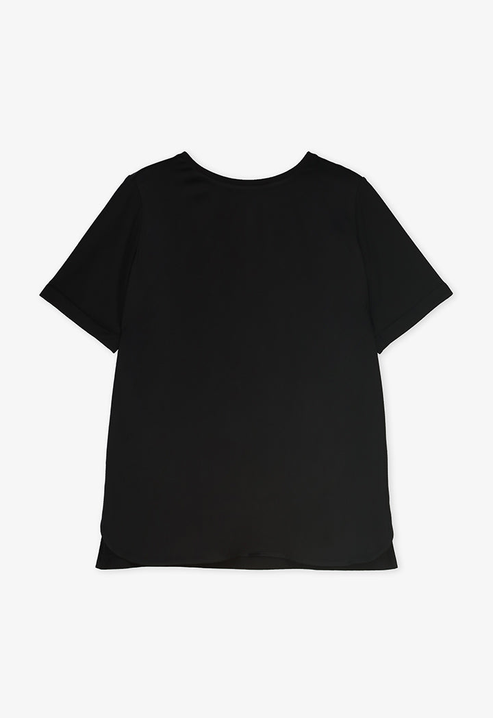 Choice Round Neck Basic T-Shirt  Black