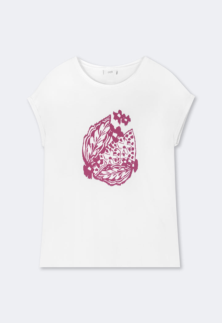 Choice Printed Motif Short Sleeves T-Shirt Burgundy/White