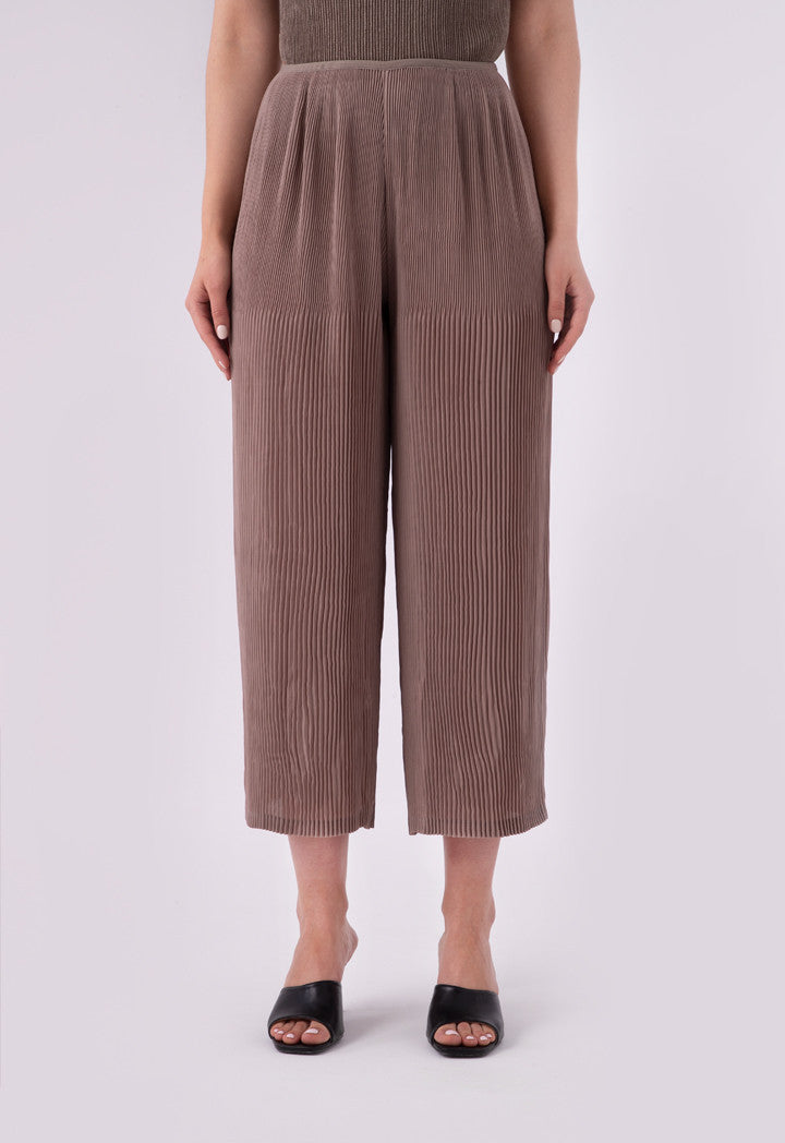 Choice Thin Electric Pleated Wide Leg Pants Beige
