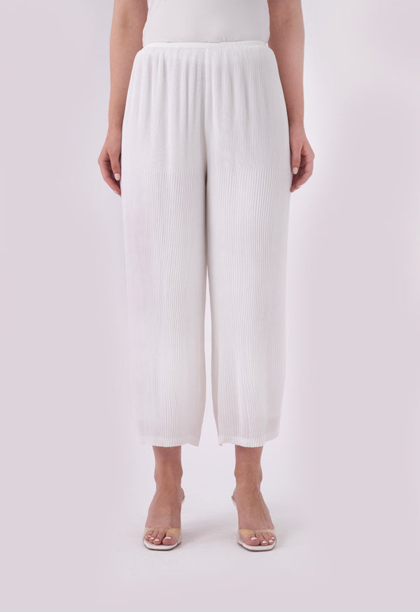 Choice Thin Electric Pleated Wide Leg Pants Off White