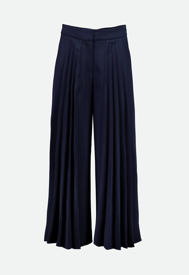 Choice Front Pleated Wide Leg Trouser Navy - Wardrobe Fashion