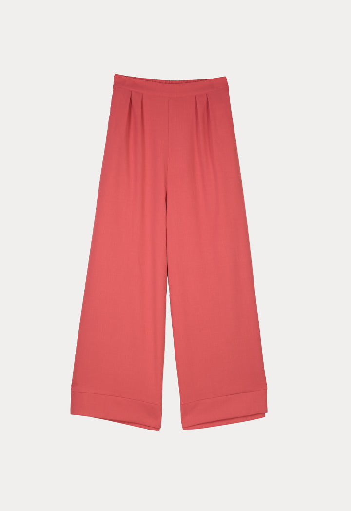 Choice Elasticated Back Waistband Wide Straight Pants Coral