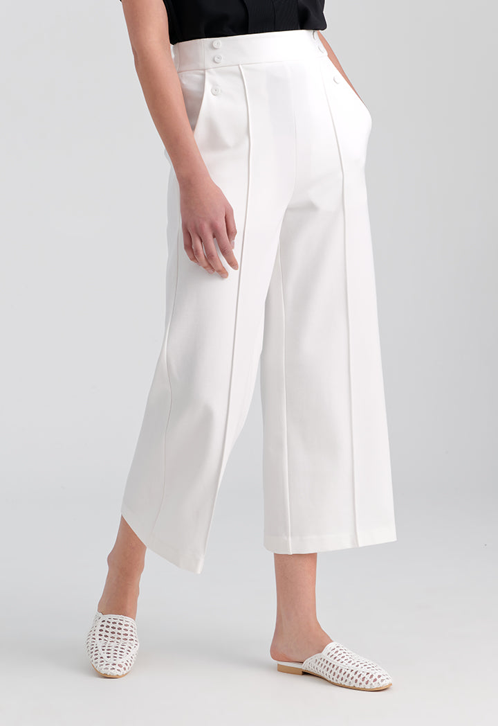 Choice Solid Pants With Buttoned Details Off White