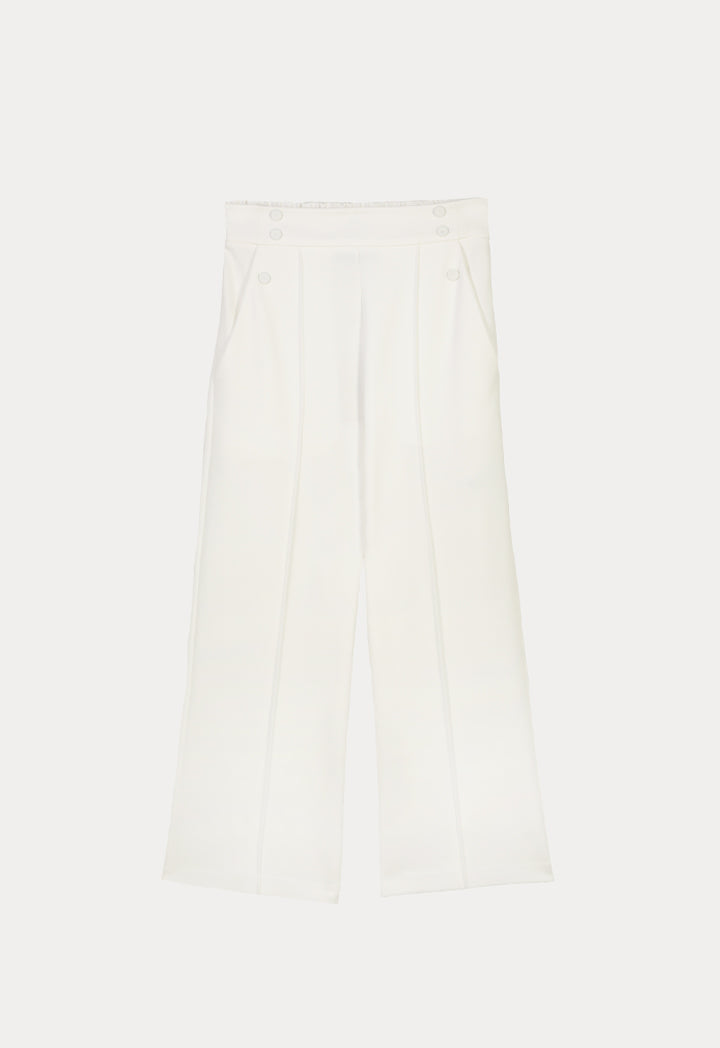 Choice Solid Pants With Buttoned Details Off White