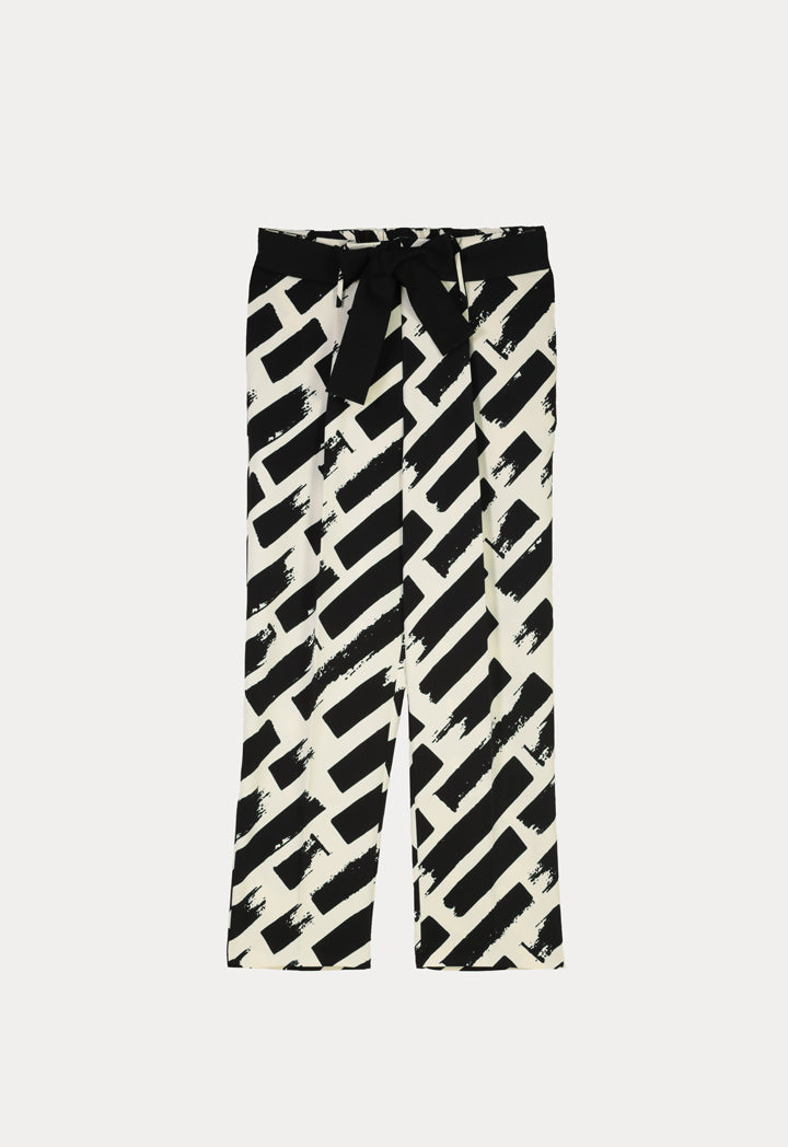 Choice Printed Trouser With Pleated Waist Creame / Black