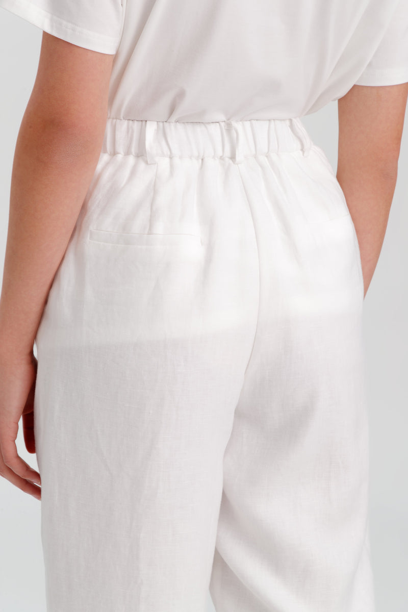 Choice Solid Wide Pants With Elasticated Waist Off White
