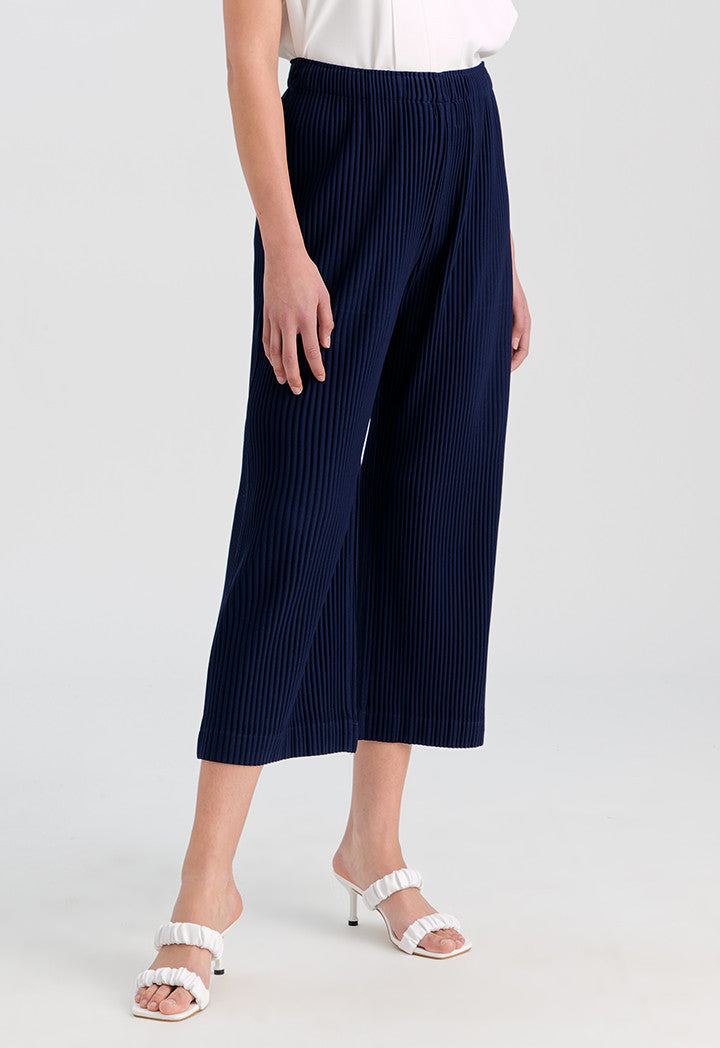 Choice Solid Knife Pleated Pants Navy
