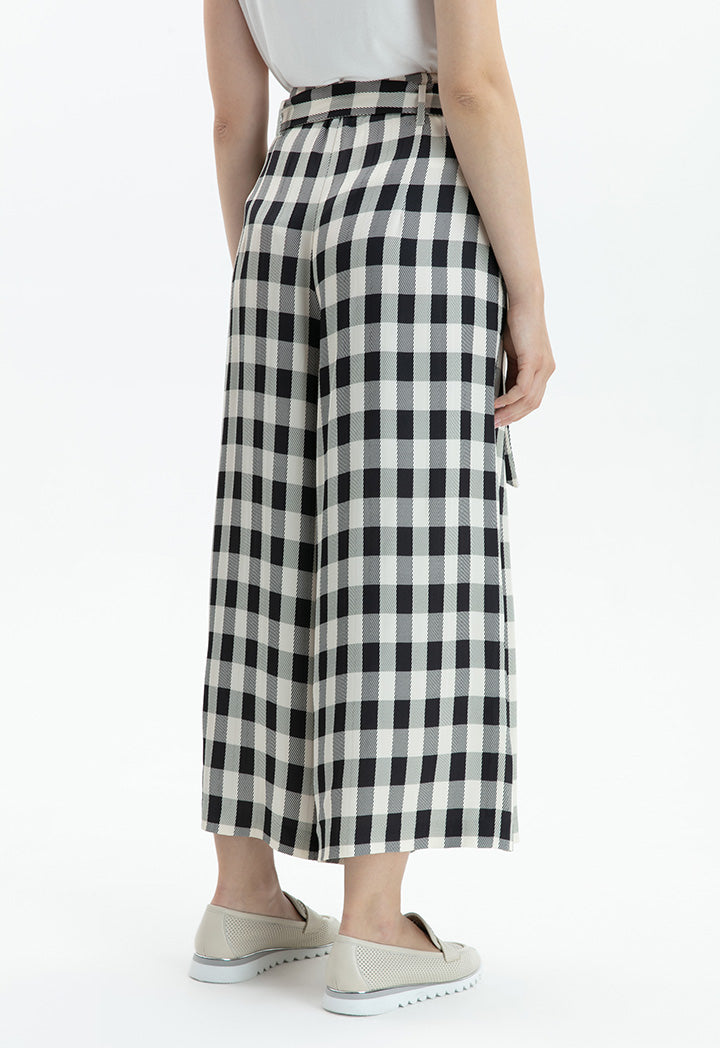 Choice Multicolored Checkered Print Trouser Beige - Black