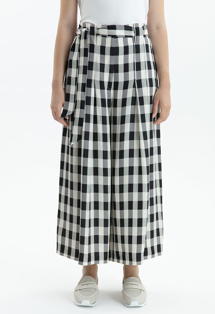 Choice Multicolored Checkered Print Trouser Beige - Black