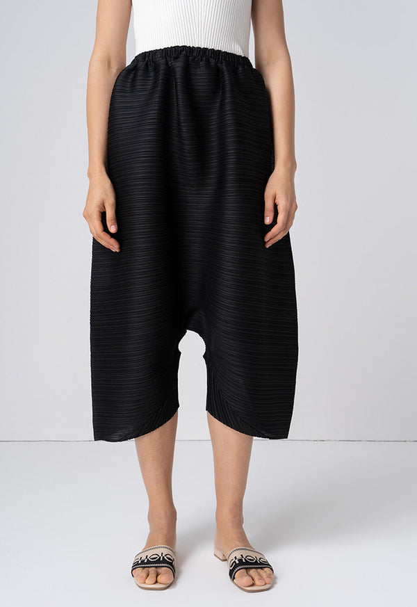 Choice Pleated Culottes Trousers Black