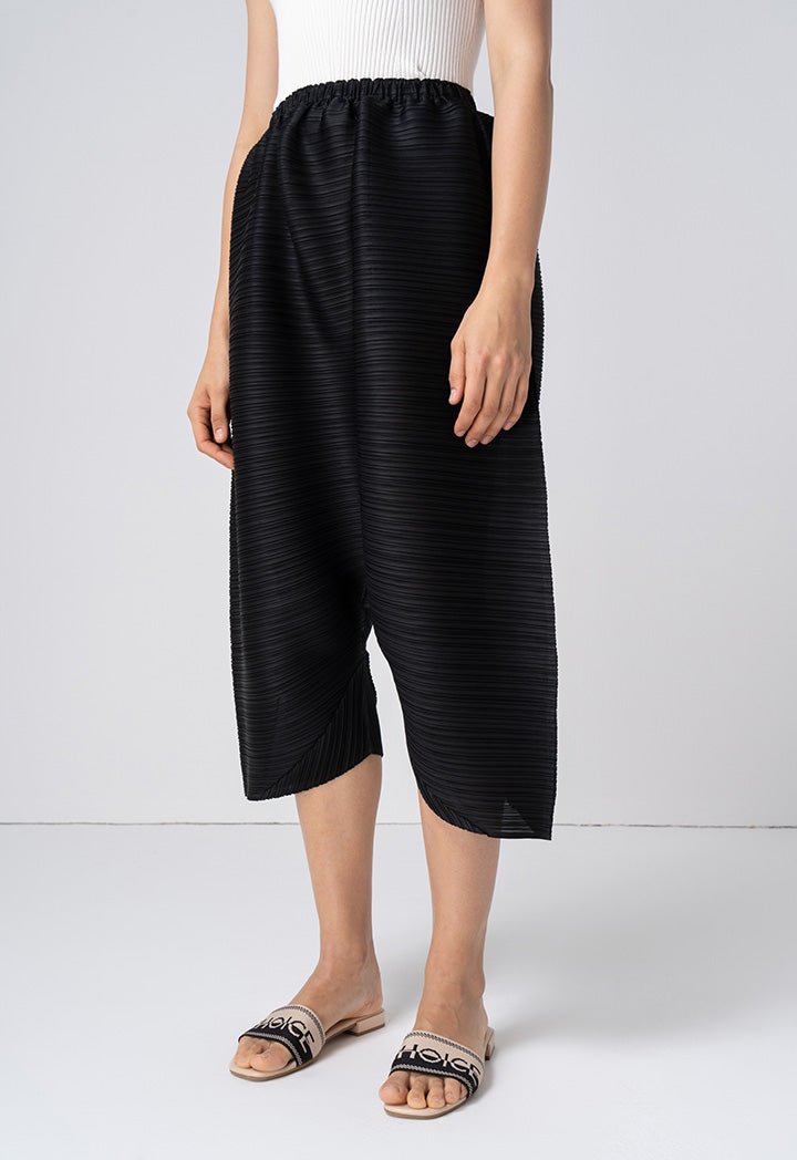 Choice Pleated Culottes Trousers Black