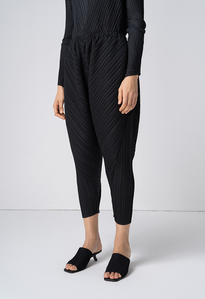 Choice Solid Pleated Trousers Black