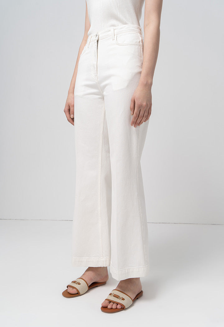 Choice Straight Wide Legs Denim Trousers Off White