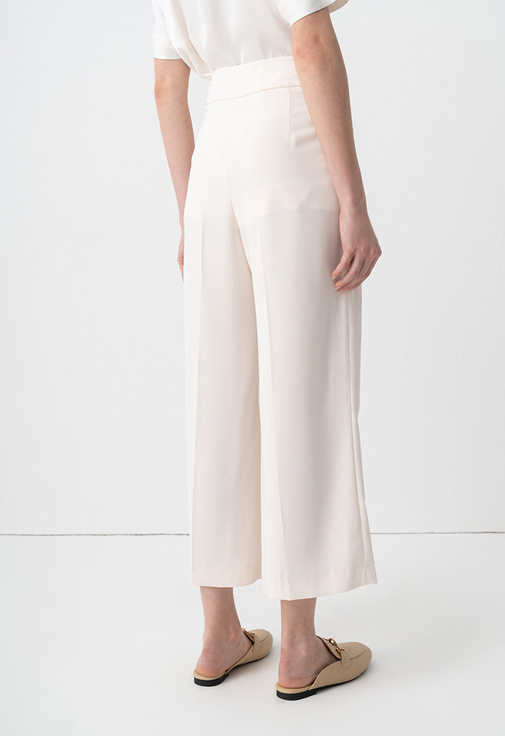 Choice Solid Wide Leg Trousers Cream