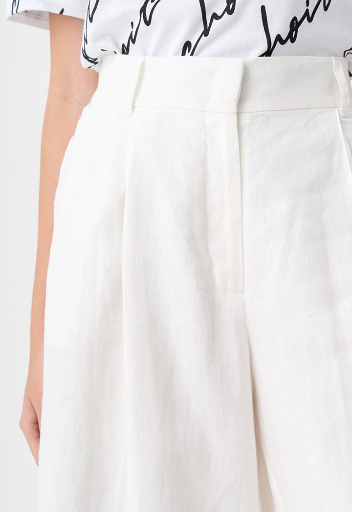 Choice Solid Wide Leg Trousers Off White