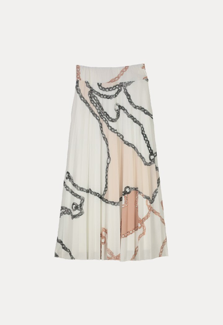 Choice Printed Knit Pleated Long Skirt Blush