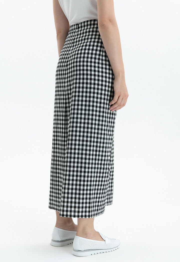 Choice Checkered Single Pleat Skirt Beige - Black