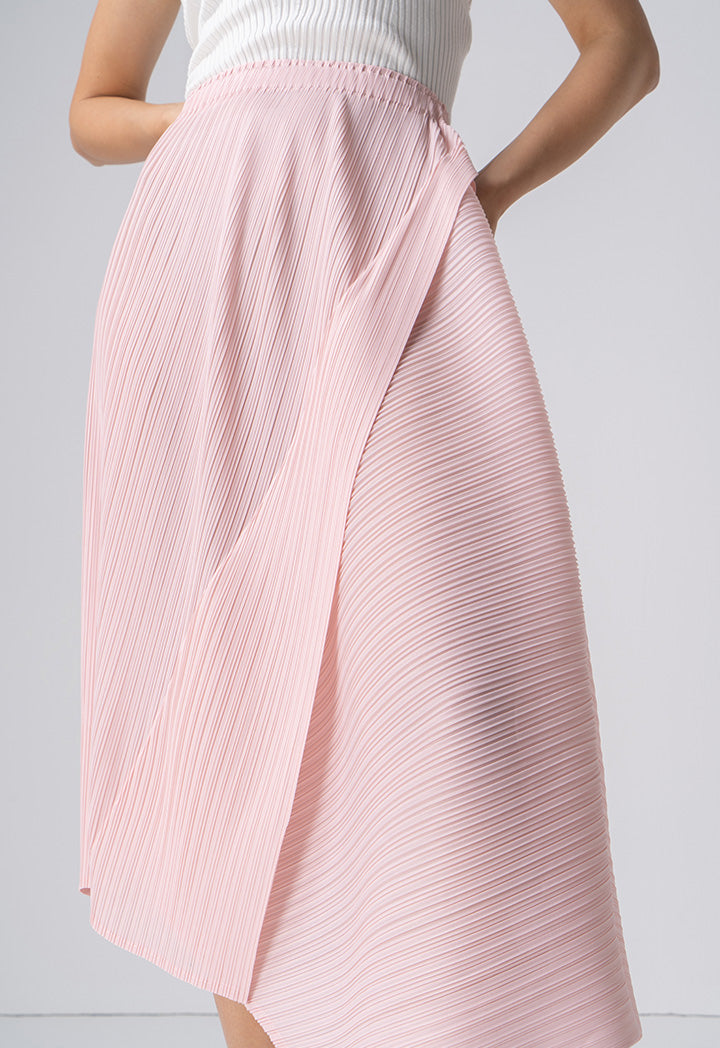 Choice Asymmetrical Pleated Skirt Pink