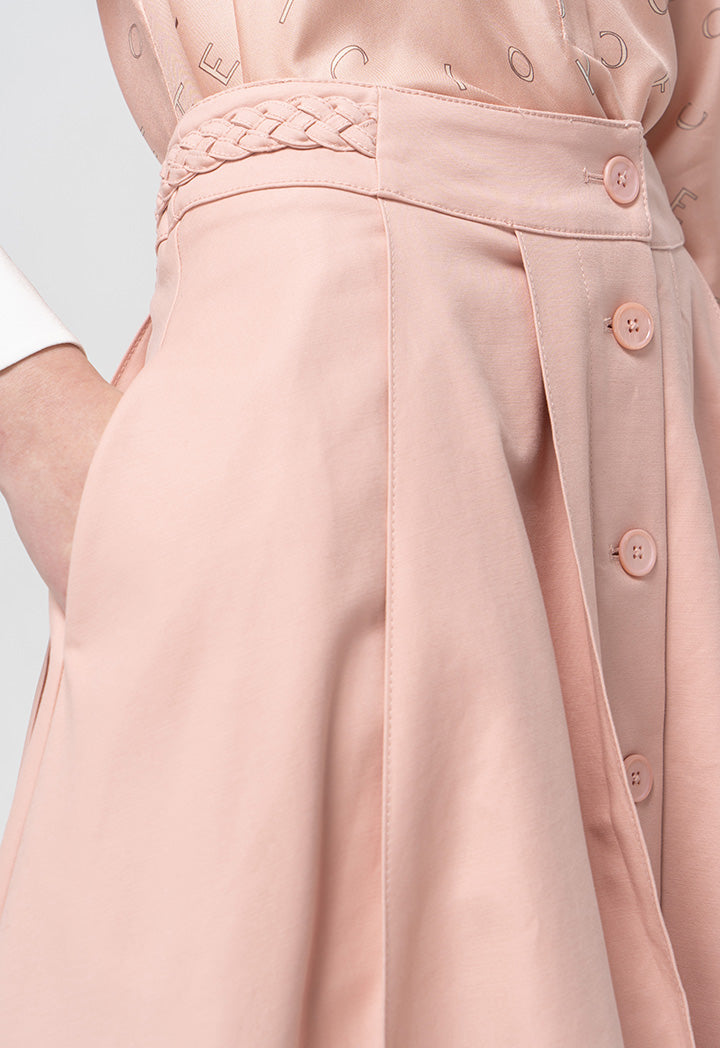 Choice Solid Box Pleated Box Pleated Skirt Blush