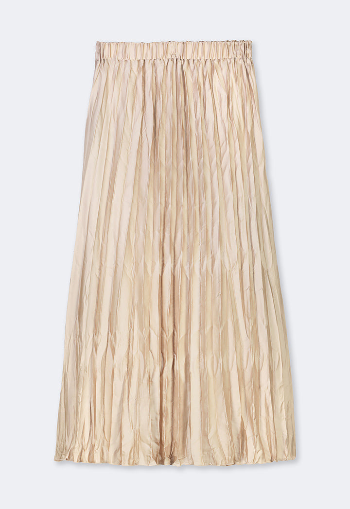 Choice Solid Pleated Skirt Beige