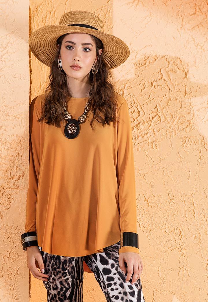 Choice High Low Long Sleeve Blouse Mango - Wardrobe Fashion
