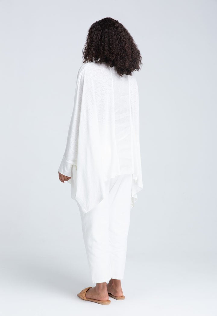 Choice Shiny Linen Slub Jersey Kaftan Blouse (Free Size) Off White