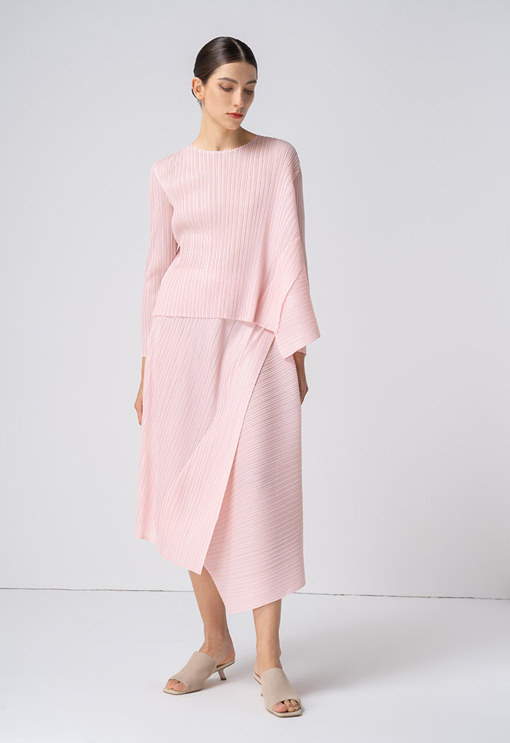 Choice Asymmetrical Pleated Skirt Pink