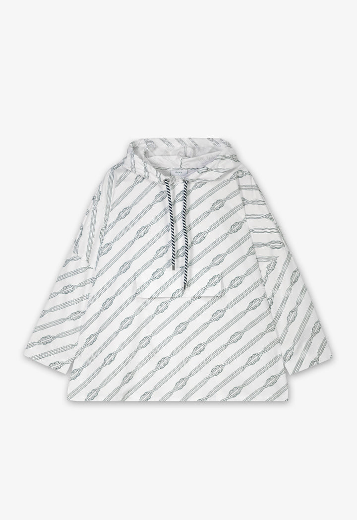 Choice Monogram Long Sleeves Hoodie Navy-White