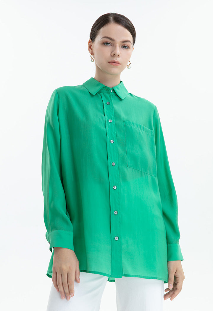 Choice Solid Front Pocket Shirt Green