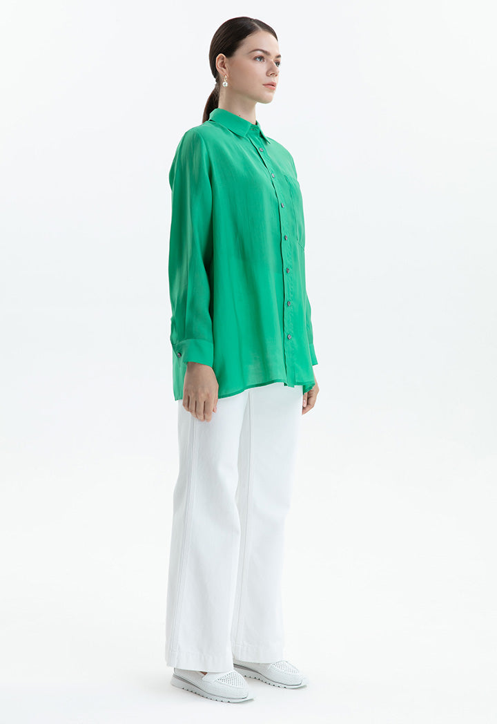 Choice Solid Front Pocket Shirt Green