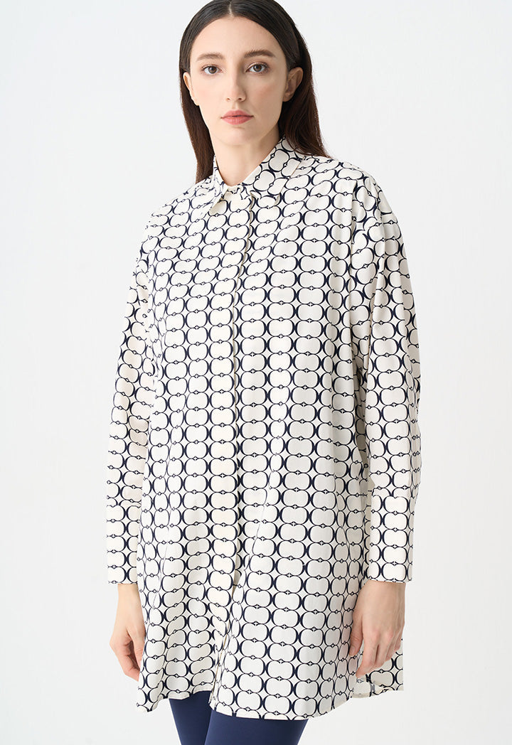 Choice Patterned Relaxed Fit Shirt Offwhite