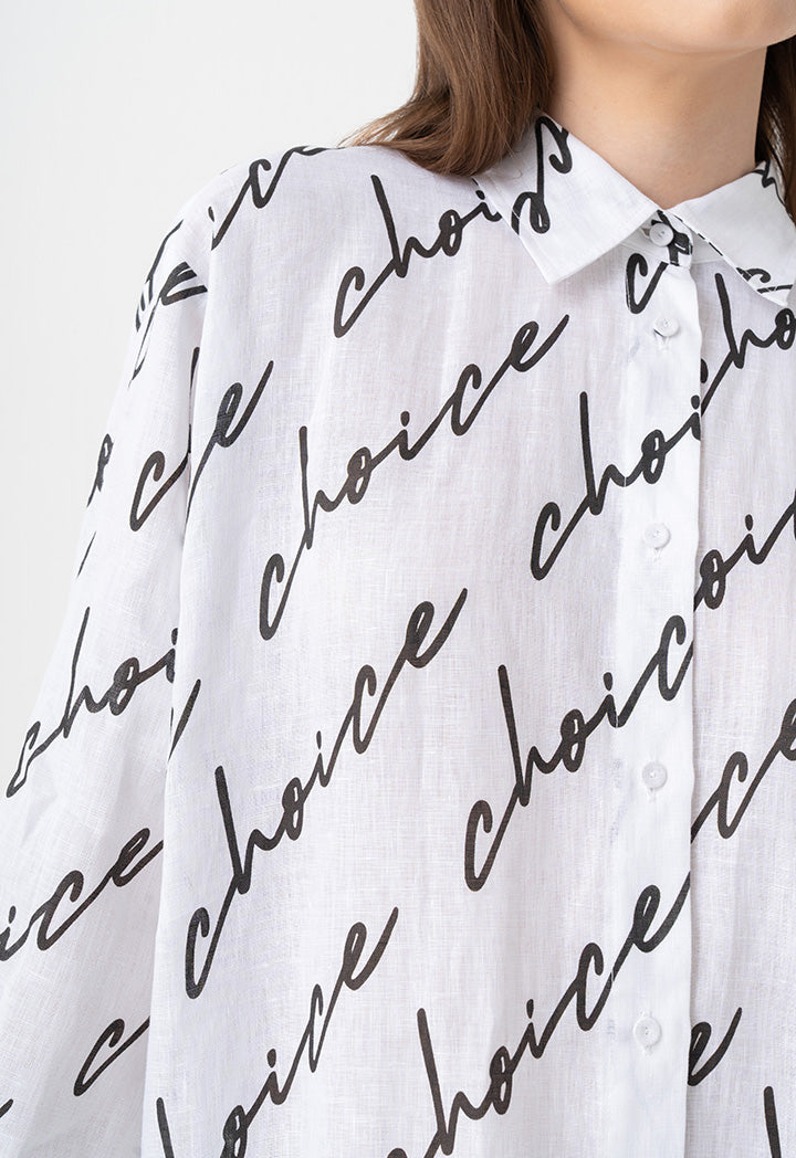 Choice Long Sleeves Logo Printed Shirt Off White