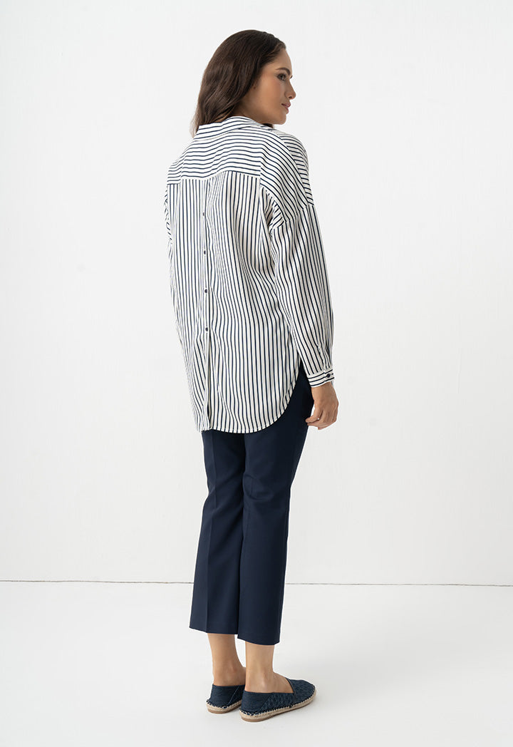 Choice Striped Drop Shoulder Shirt Navy