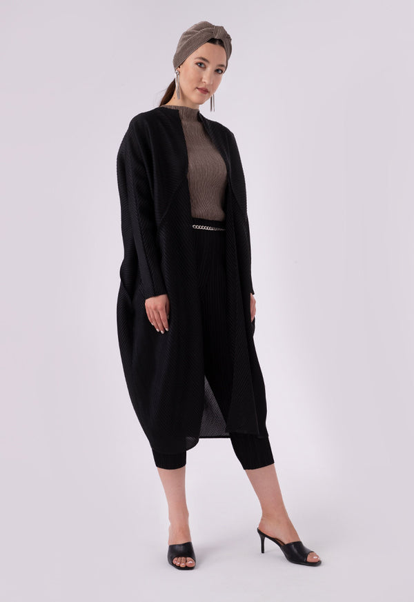 Choice Egg Shape Electric Pleated Outerwear Black